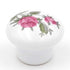 Hickory Hardware English Cozy porcelana blanca y rosas rosadas redondas con rosa rosa 1 1/16" perilla de gabinete de porcelana P603-PR