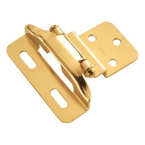 Pair Hickory Polished Brass Partial Wrap 3/8" Inset 1/4" Overlay Hinge P61030F-3