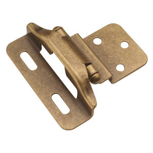 Pair of Hickory Antique Brass Partial Wrap 3/8" Inset, 1/4" Overlay Hinges P61030F-AB