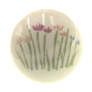 Belwith Vintage 1 3/8" Ceramic Round Cabinet Knob Ivory Flower Field P613-FF