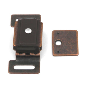 Paquete de 4 cierres magnéticos para gabinete de bronce estatuario de 1-7/8 "cc, hardware de nogal P649-STB