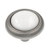 Hickory Hardware Tranquility 1 1/8" Satin Nickel and White Round Cabinet Knob P709-SNW