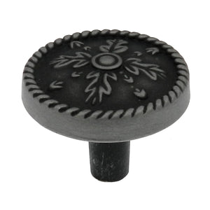 Hickory Hardware Chartres 1 1/4" Satin Pewter Antique Disc Cabinet Knob P7331-SPA