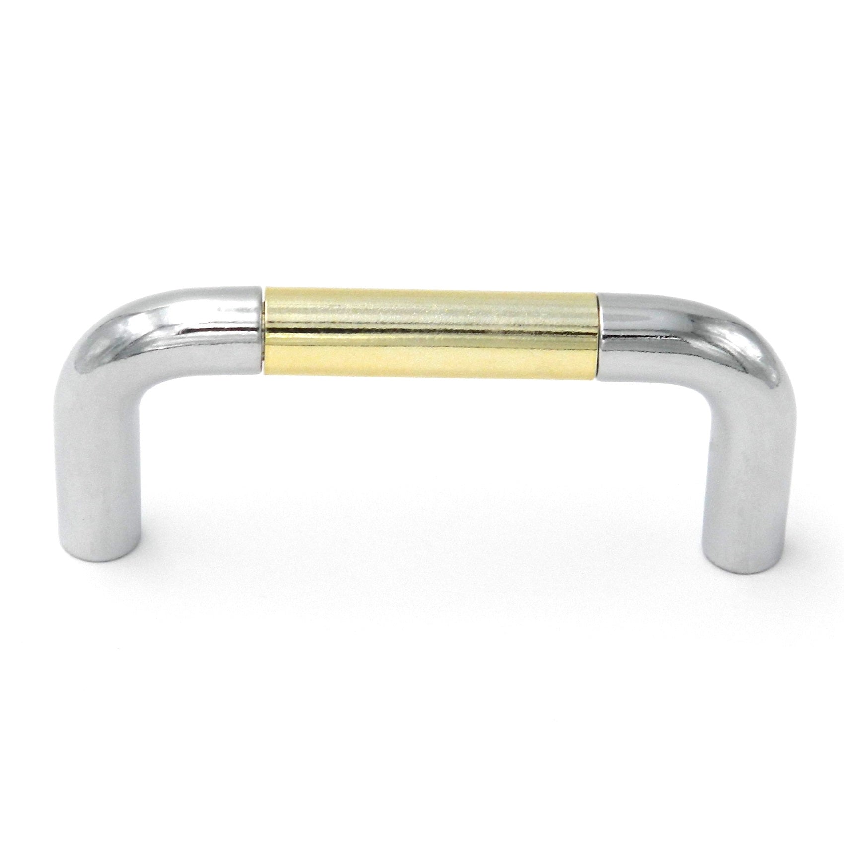P734-PBCH Chrome Cabinet Handle Pull with Brass, White or Clear Center, 3"cc or 3 3/4" Belwith Hickory