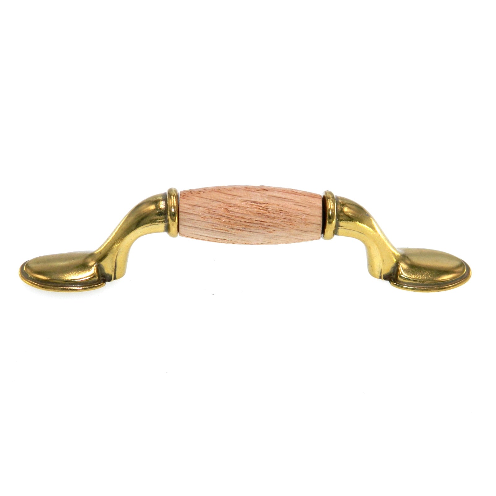 Belwith Woodgrain Polished Brass Oak Wood Center 3" Ctr. Cabinet Pull P749-OAK