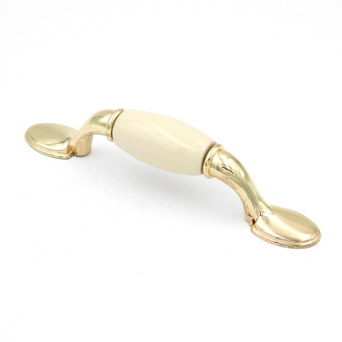 Hickory Tranquility P789-IV Polished Brass Ivory 3"cc Arch Cabinet Handle Pull