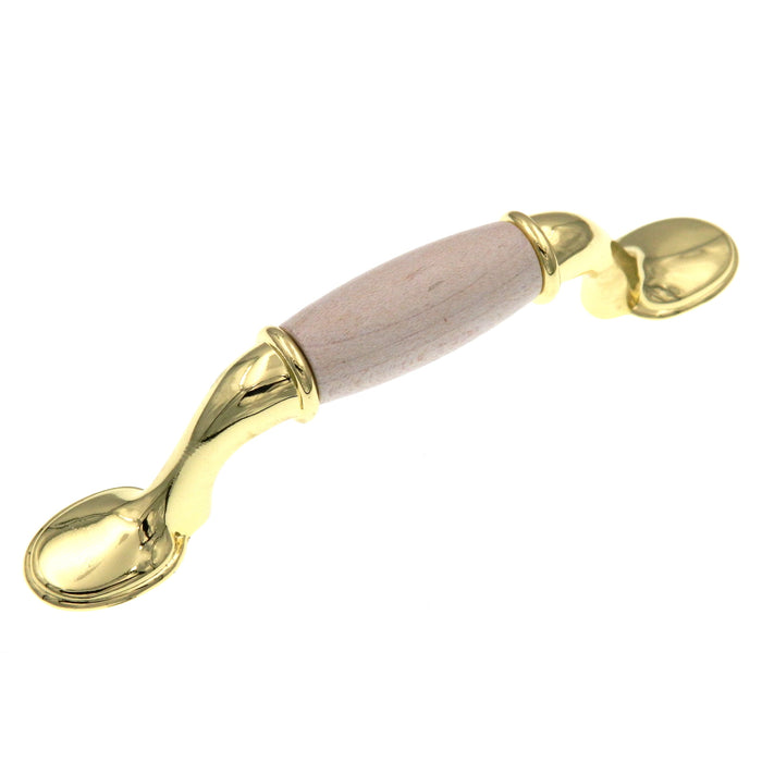 Hickory Hardware Polished Brass and Frosted Maple Wood Center 3"cc Cabinet Pull P794-FM
