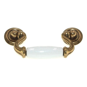 Belwith Manor House Lancaster Brass And White 3" Ctr. Drawer Bail Pull P8051-LP