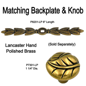 10 Pack Hickory Hardware Touch of Spring 1 1/4" Lancaster Hand Polished Brass Leaf Cabinet Knob P7301-LP
