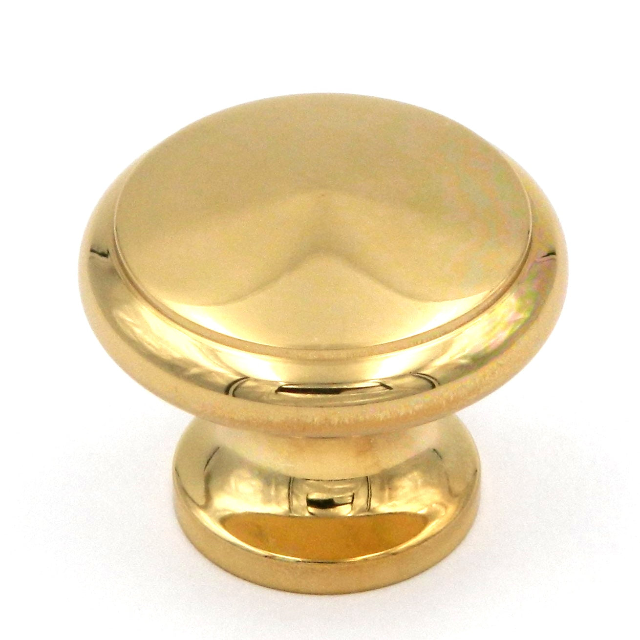 Hickory Hardware Manor House Polished Brass Round Flat Top 1 1/4" Solid Brass Cabinet Knob P9119