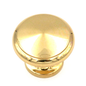 Hickory Hardware Manor House Polished Brass Round Flat Top 1 1/4" Solid Brass Cabinet Knob P9119