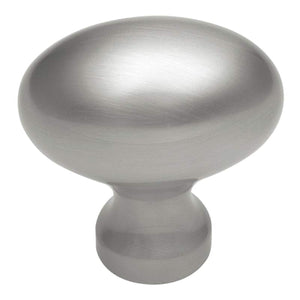 Keeler Power & Beauty Satin Nickel Oval Smooth 1 1/4" Solid Brass Cabinet Knob P9175-15