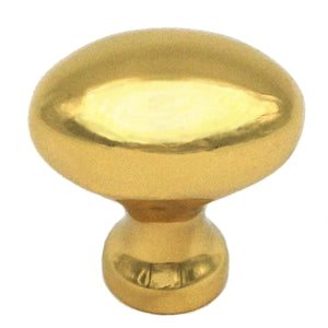Keeler Power & Beauty Polished Brass Oval Smooth 1 1/4" Solid Brass Cabinet Knob P9175