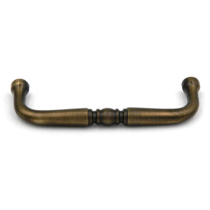 Hickory Hardware Power & Beauty Satin Dover P9720-9013 3 1/2"cc Solid Brass Ornate Cabinet Handle Pull