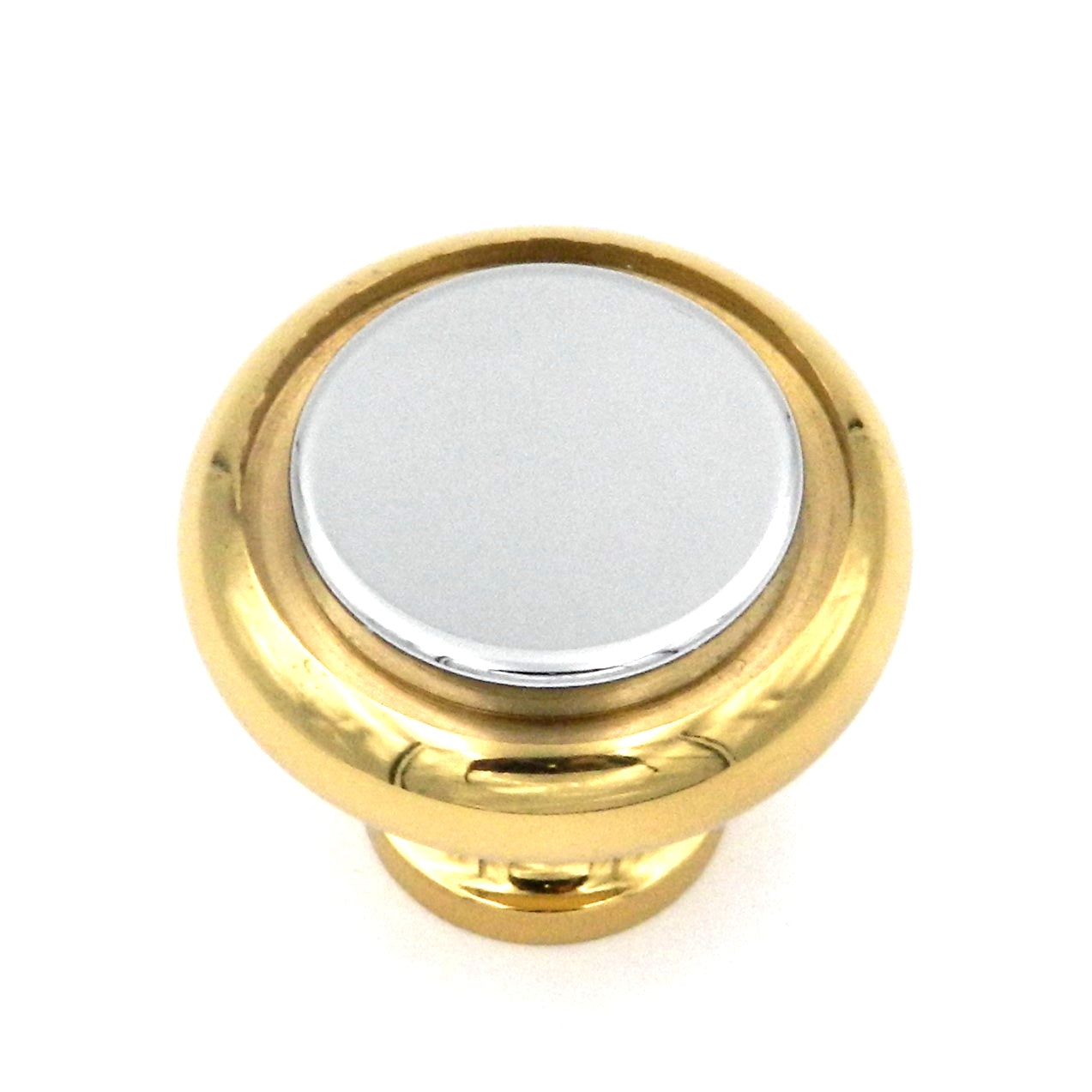 Keeler Milan Polished Brass & Polished Chrome Round Flat Top 1 1/4" Solid Brass Cabinet Knob P9805