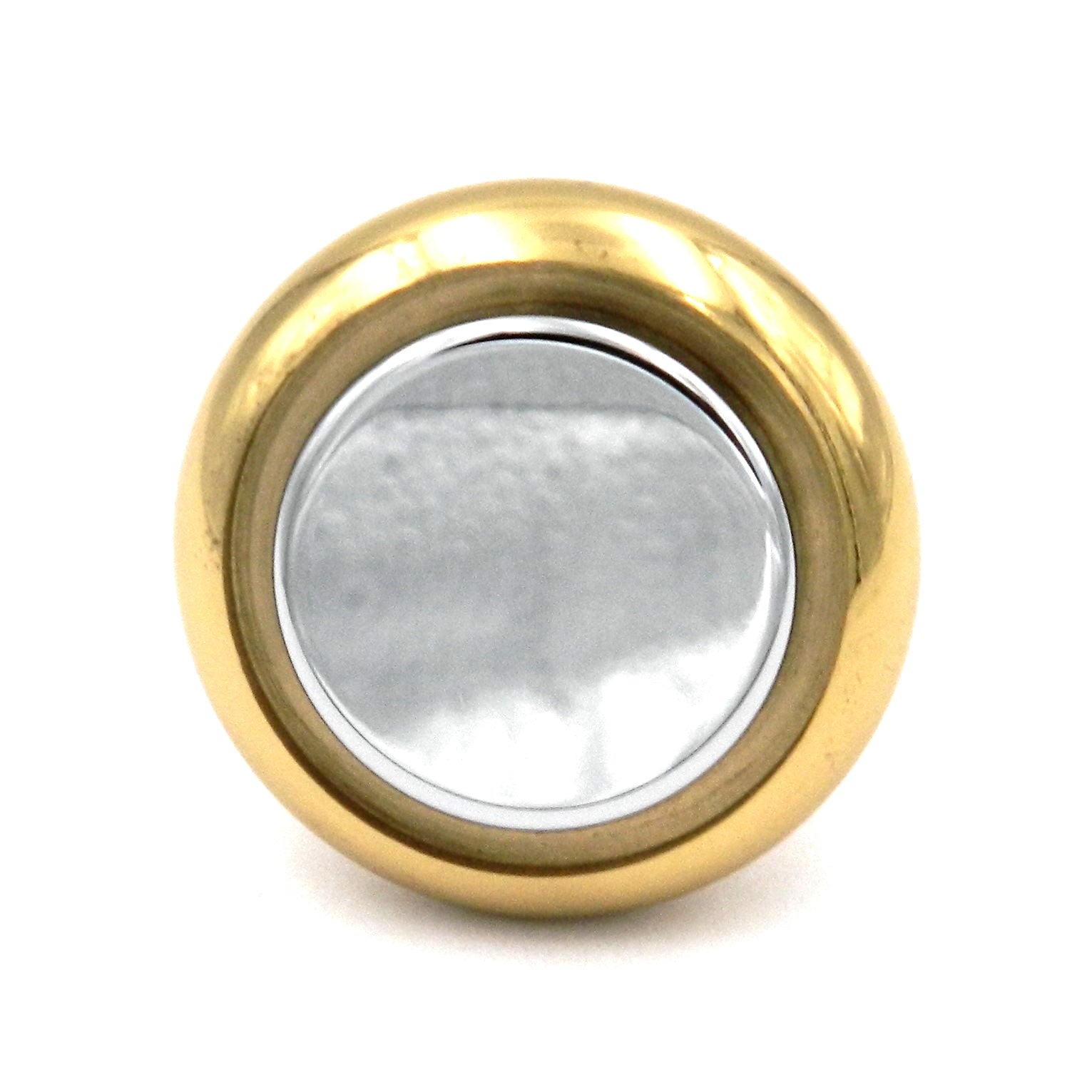 Keeler Milan Polished Brass & Polished Chrome Round Flat Top 1 1/4" Solid Brass Cabinet Knob P9805