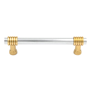 Keeler Milan Polished Brass and Polished Chrome Cabinet 3 3/4" (96mm)cc Handle Pull P9808