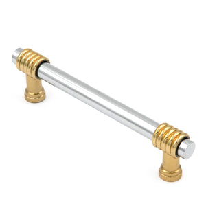 Keeler Milan Polished Brass and Polished Chrome Cabinet 3 3/4" (96mm)cc Handle Pull P9808