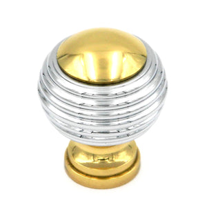 P9816 Chrome and Polished Brass 1 1/8" Round Ball Knob Pulls Keeler Milan