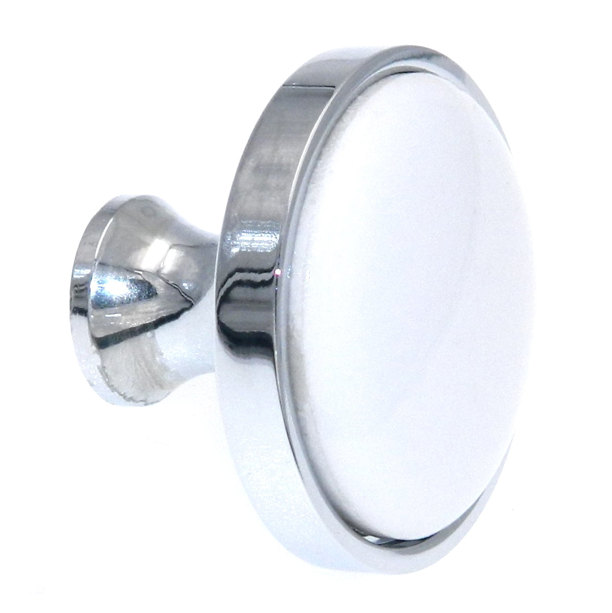 Hickory Hardware Milan Chrome Finished Solid Brass and White Porcelain 1 1/4" Cabinet Knob P9821-W