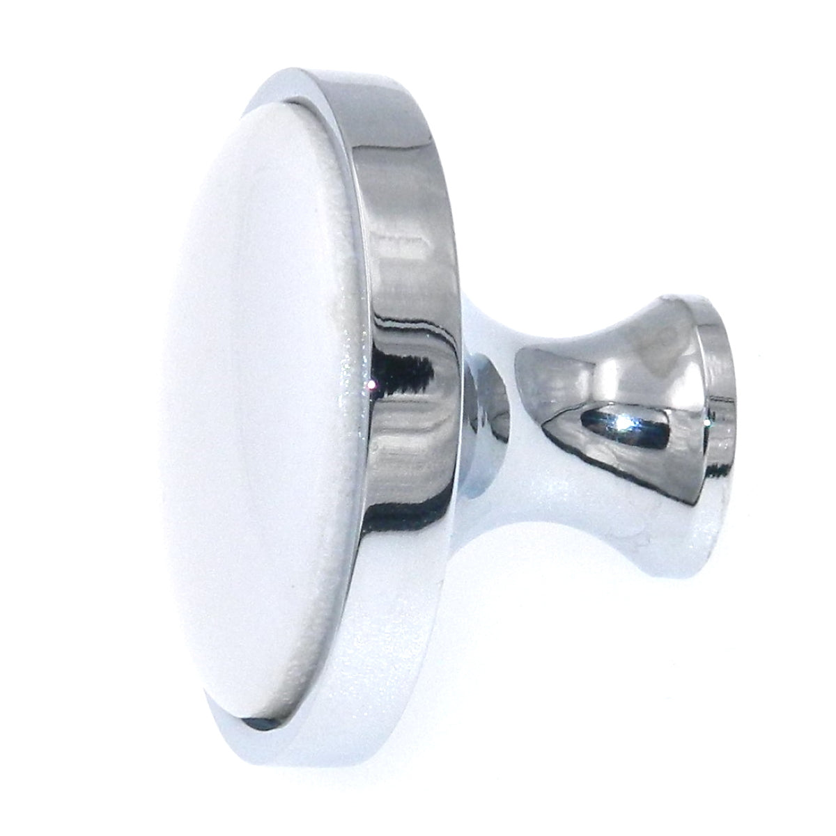 Hickory Hardware Milan Chrome Finished Solid Brass and White Porcelain 1 1/4" Cabinet Knob P9821-W