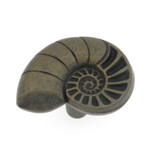 Hickory Hardware South Seas Antique Mist Round Nautilus Shell 1 1/2" Cabinet Knob PA0114-AM
