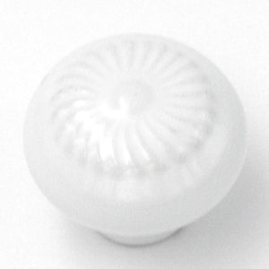 Hickory Hardware English Cozy White Round Fan 1 1/4" Porcelain Cabinet Knob PA0312-W