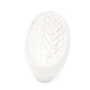 10 Pack Hickory English Cozy PA0315-W Basket Weave White 2" Oval Cabinet Knobs