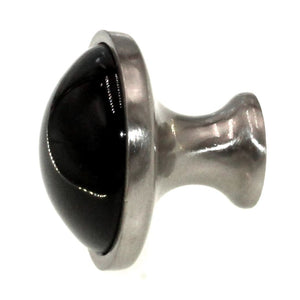 Betsy Fields Design Brushed Pewter With Black 1 3/8" Cabinet Knob PBF454Y-BL-C7