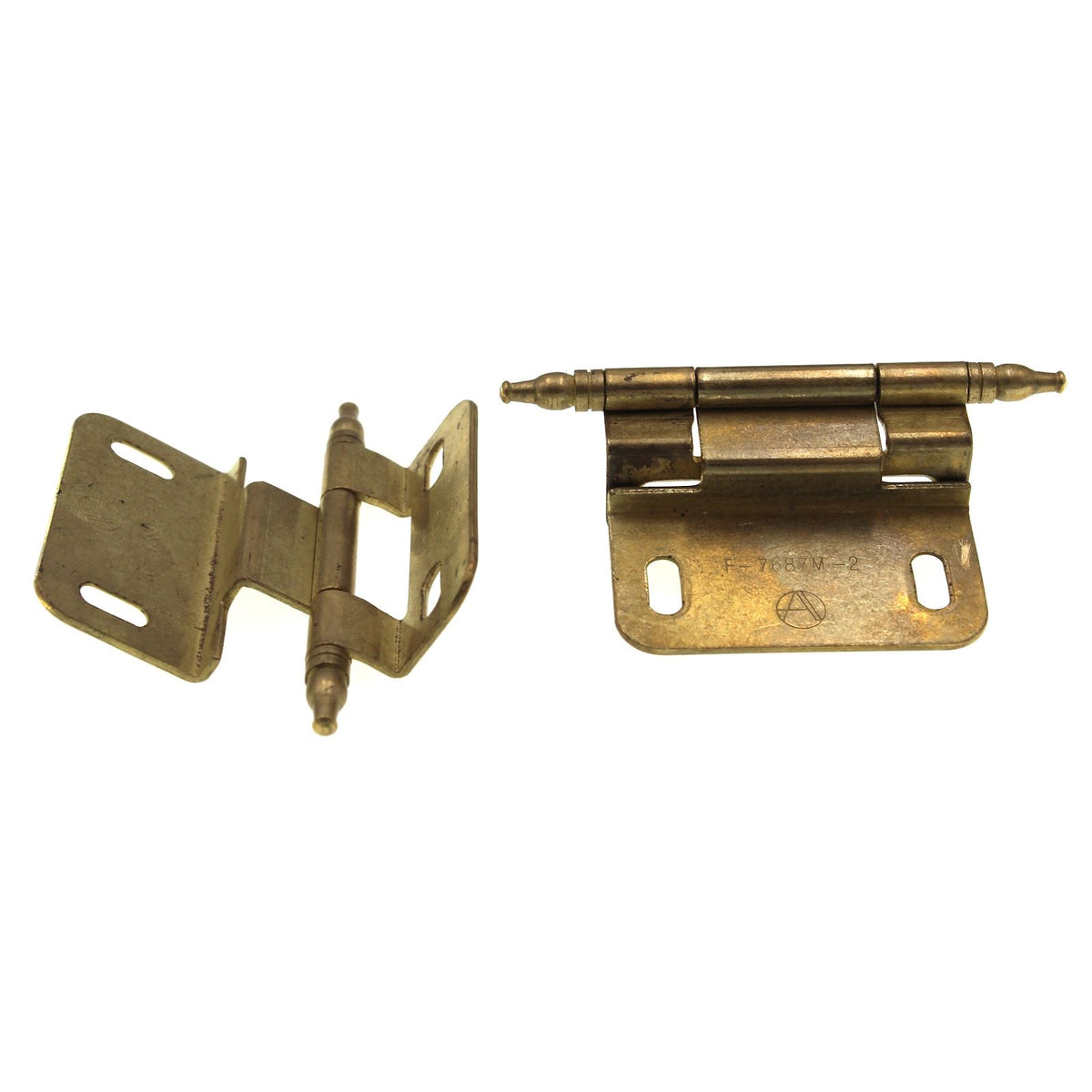 Pair Amerock Minaret Tip Unlacquered Brass Hinge 3/8" Inset PK