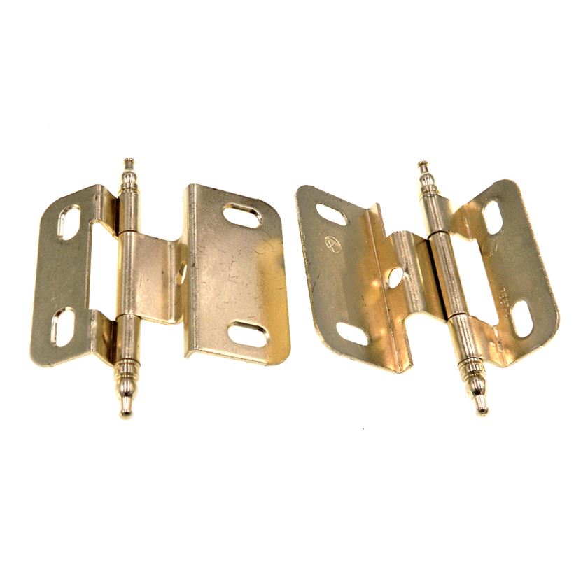 Pair Amerock Minaret Tip Polished Brass Hinge 3/8" Inset PK768
