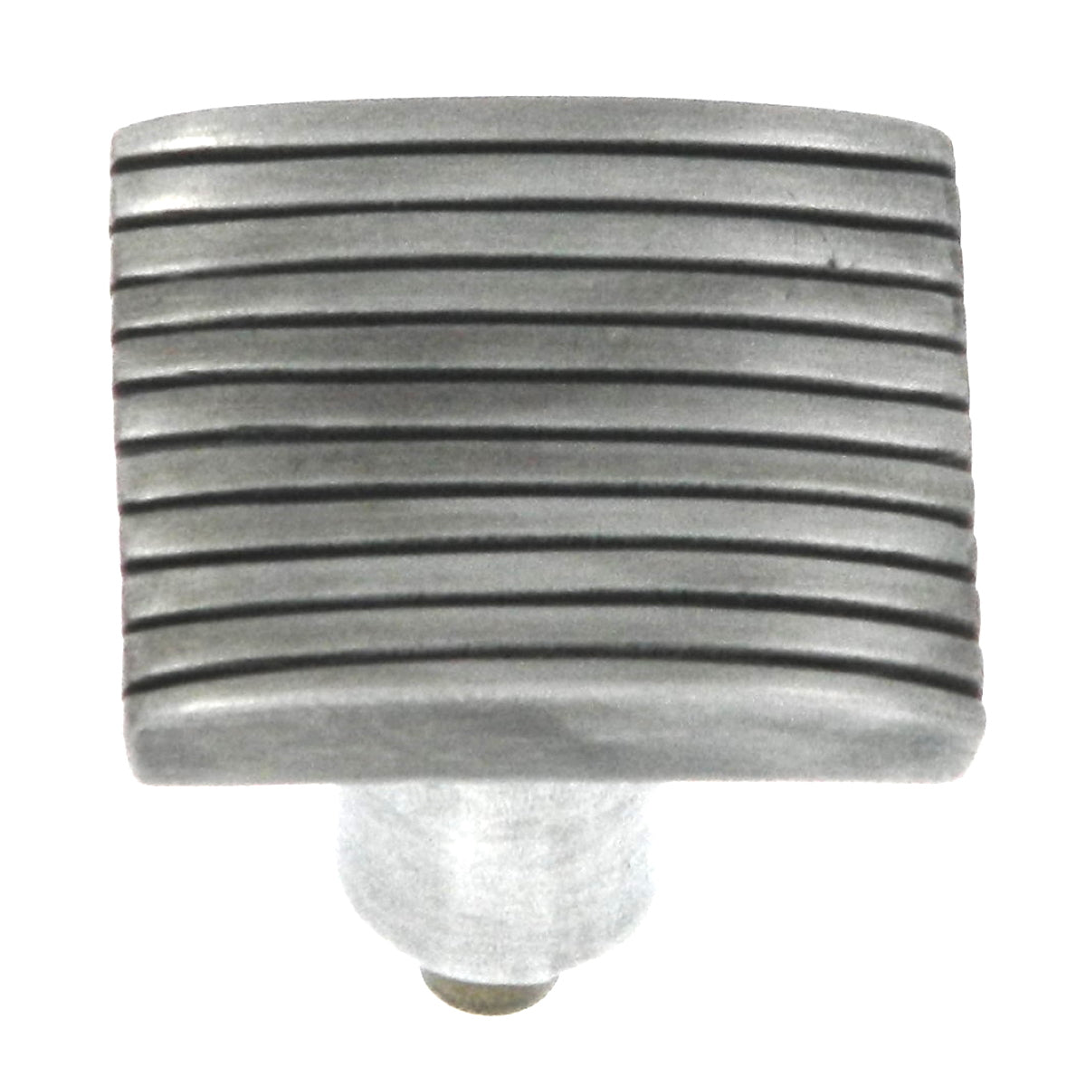 Pullware 1 3/8" Silver Antique Square Boston Striped Solid Brass Cabinet Knob PW2010-16