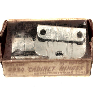 Pair Vintage National Lock Bright Chrome 3/8" Offset Cabinet Hinges R334-26