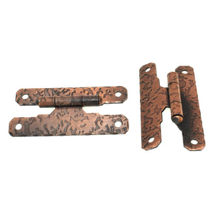 Pair National Lock Cape Cod Hammered 3/8" Offset "H" Hinges Old Copper R371-10D