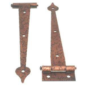 Pair National Lock Hammered 6 1/2" Strap T Hinge Old Copper 3/8" Offset R375-10D