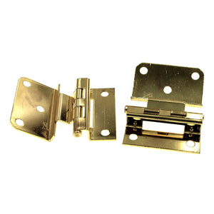 Pair National Lock Bright Brass 3/8" Inset Partial Wrap Cabinet Hinges R380-3