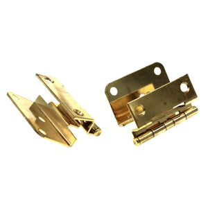Pair National Lock Bright Brass 3/8" Inset Partial Wrap Cabinet Hinges R380-3