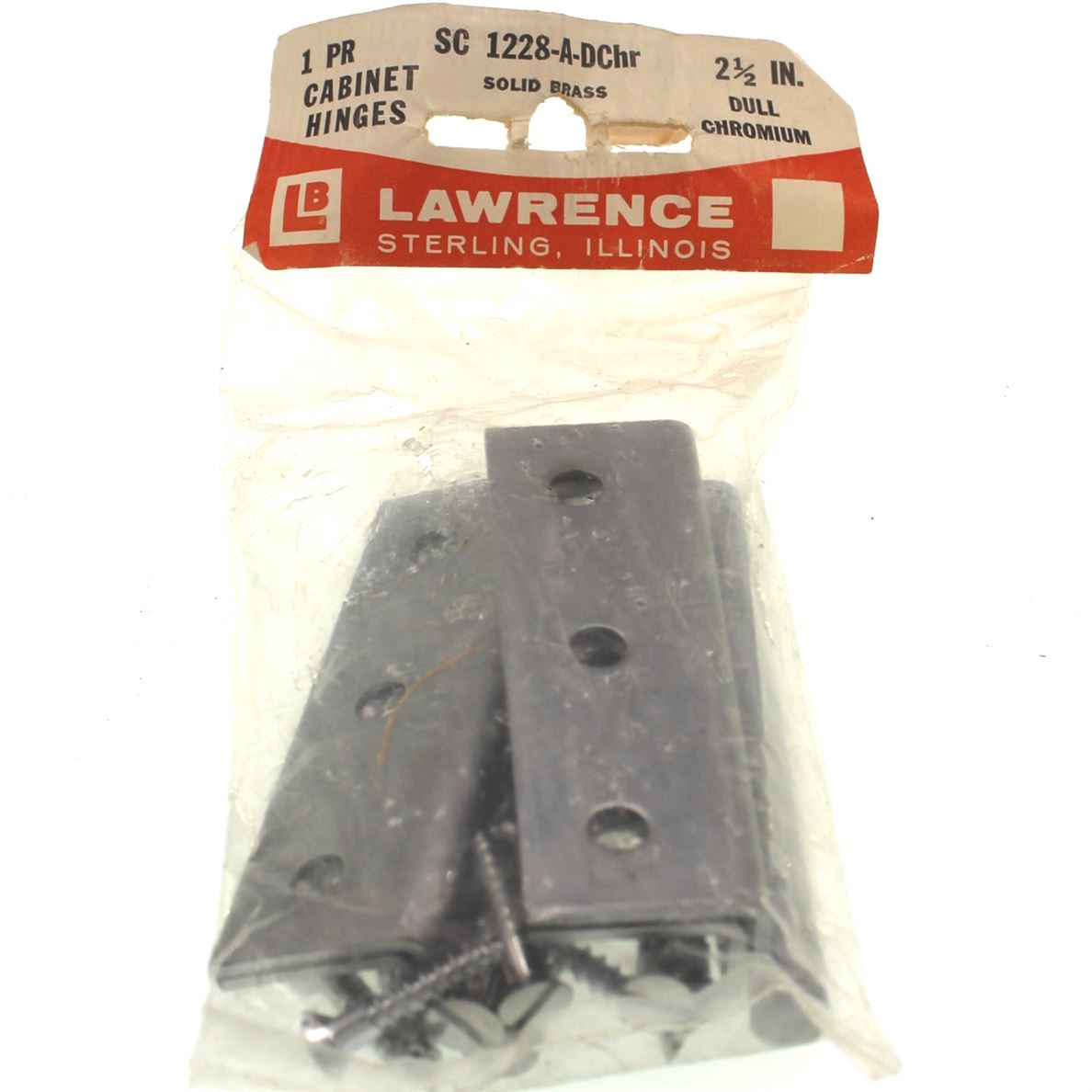 Pair Lawrence Satin Chrome Full Inset Cabinet Hinges For 1/4" Door SC1228-A-DCHR