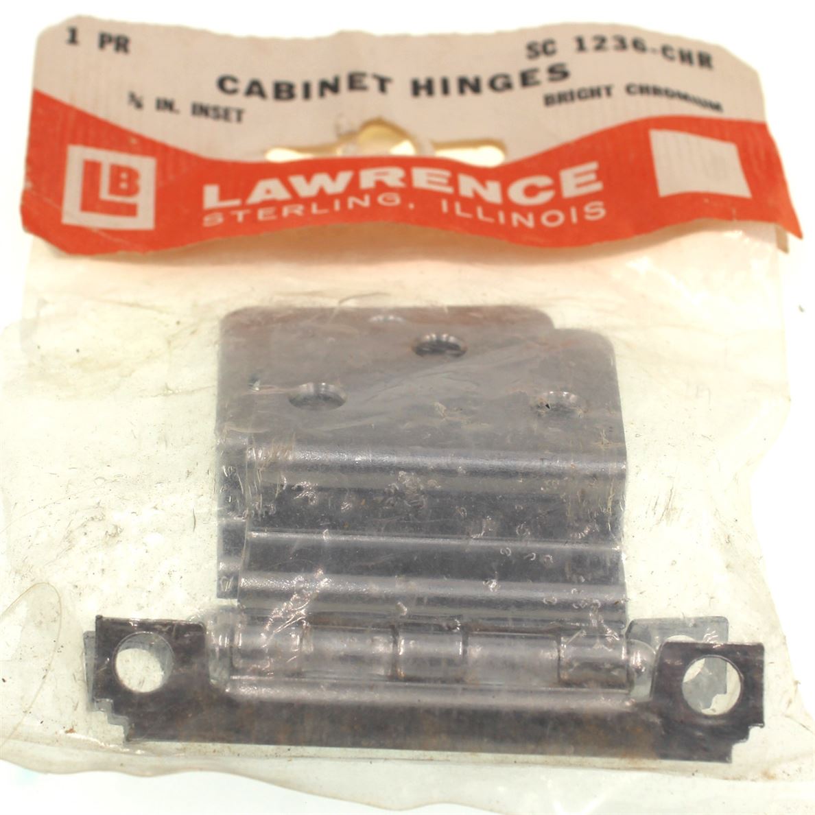 Pair Lawrence Brothers 3/8" Inset Cabinet Hinges Chrome SC1236-CHR-3-8