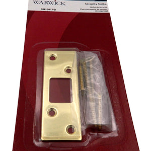 Warwick Heavy Duty Door Deadbolt Security Strike Plate, Polished Brass SH1001PB