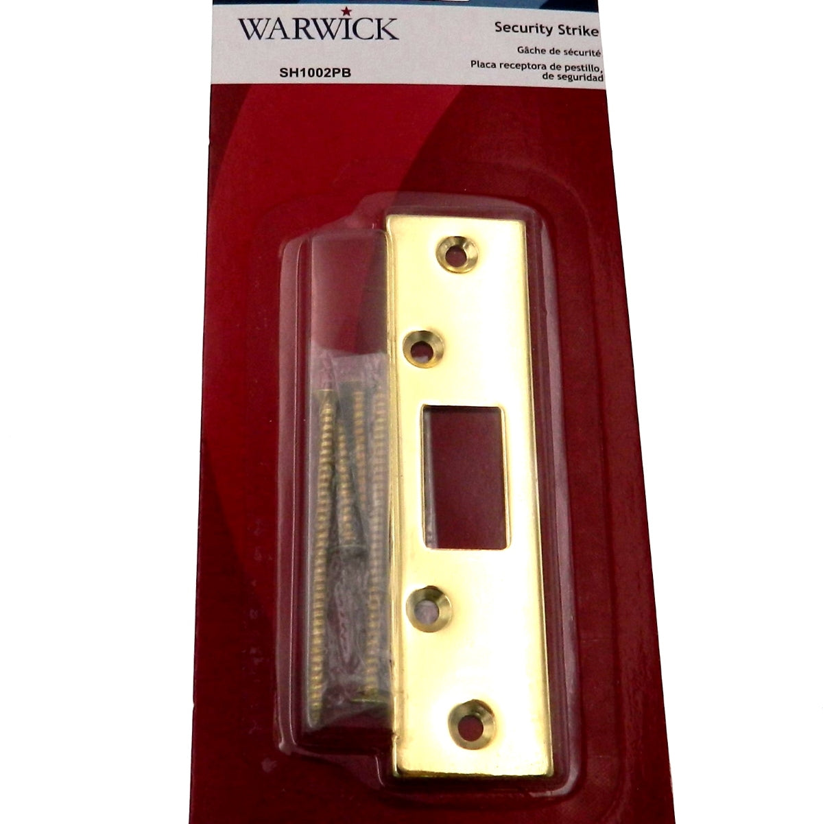 Warwick Puerta Deadbolt Seguridad Strike Placa Refuerzo, Latón Pulido SH1002PB