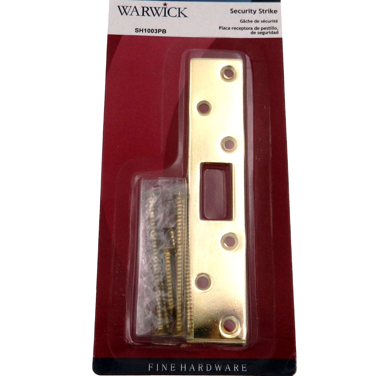 Warwick Door Deadbolt Security Strike Plate Reinforcer, Polished Brass SH1003PB
