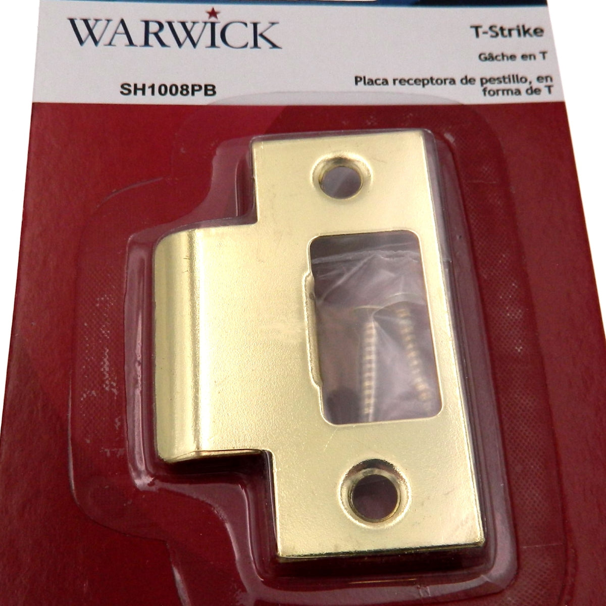 Reemplazo de placa de cierre en "T" resistente para puerta Warwick, latón pulido SH1008PB