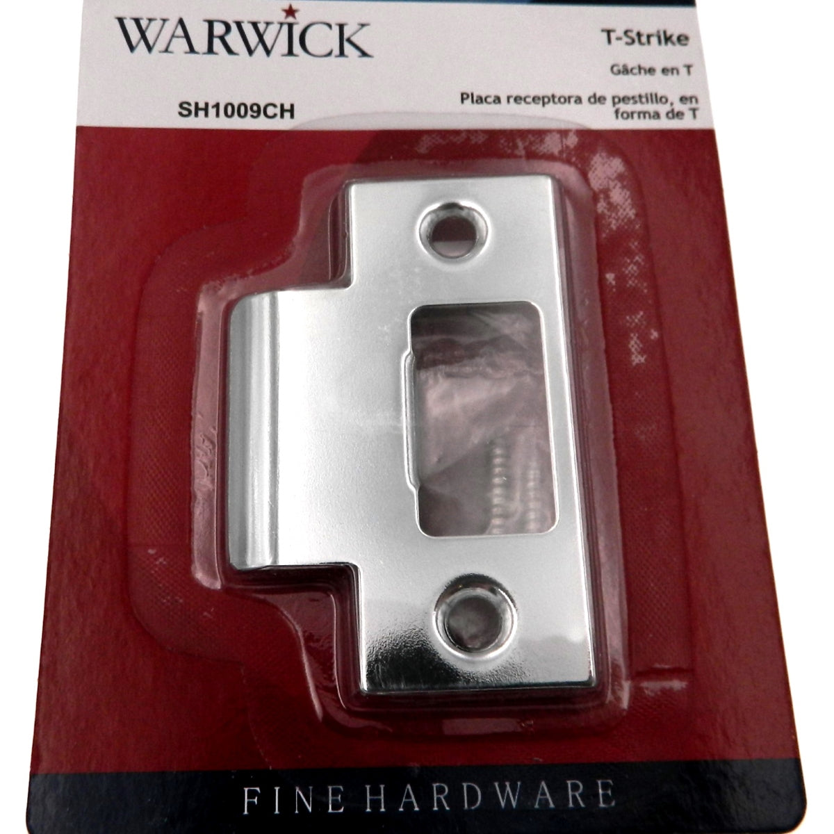 Reemplazo de placa de cierre en "T" resistente para puerta Warwick, cromado SH1009CH