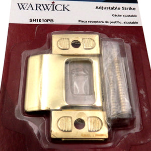 Warwick Door Adjustable Latch Strike Plate, Polished Brass SH1010PB