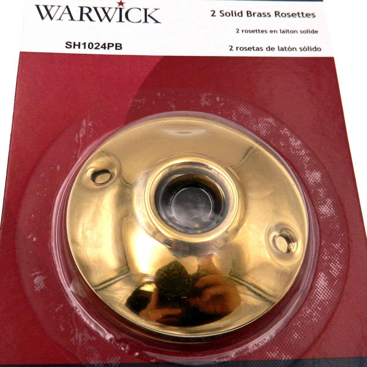 Set of Warwick Standard Round Door Knob Rosettes, Polished Brass SH1024PB