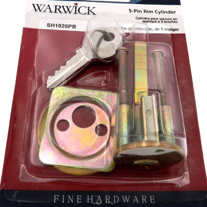 Warwick 5-Pin Rim Door Lock Cylinder, Polished Brass SH1026PB