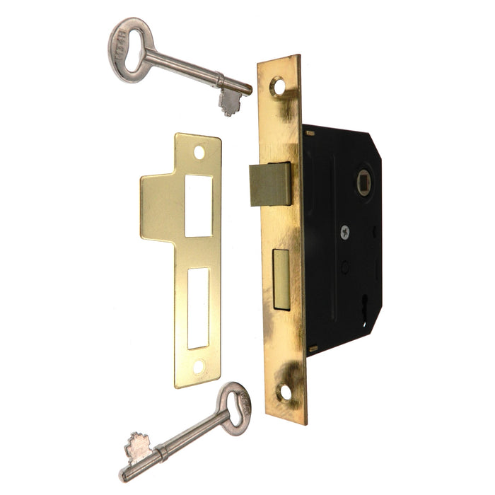 Warwick Door Bit Key Mortise Lock Replacement, Polished Brass SH1027PB