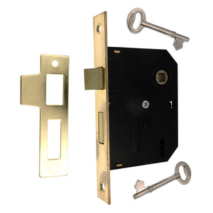 Warwick Door Bit Key Mortise Lock Replacement, Polished Brass SH1027PB