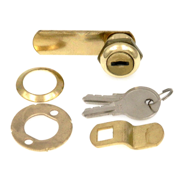 Warwick Cabinet & Drawer Lock, Max Thickness: 1/4", Polished Brass SH1035PB